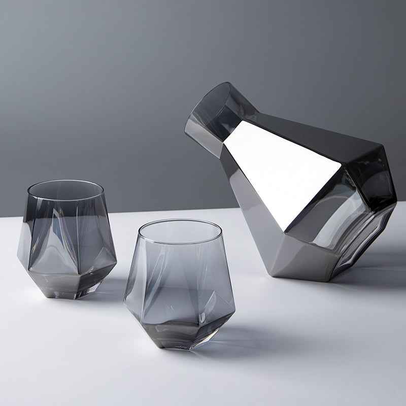 Diamond Shaped Glass Sets in grey color 