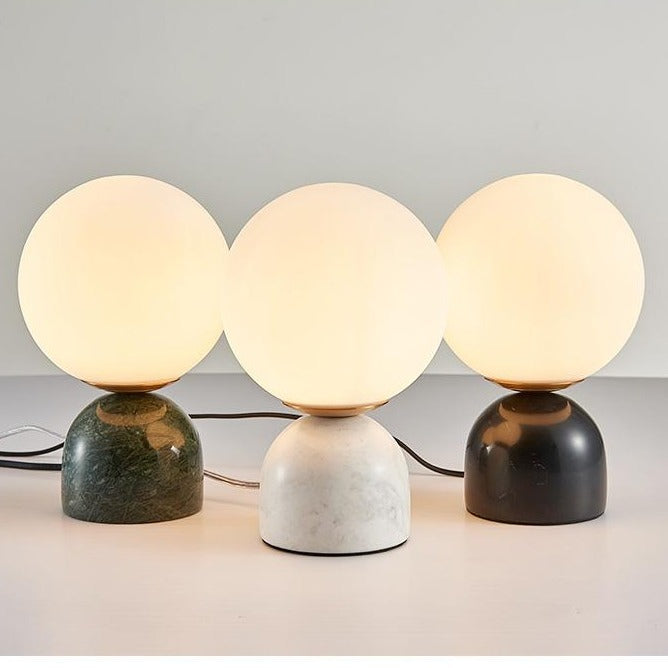 Marble Base Sphere Lamps with yellow light
