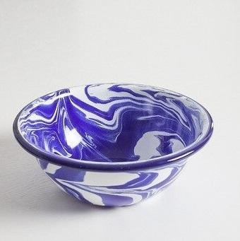 Blue Ink Splatter Enamelware bowl