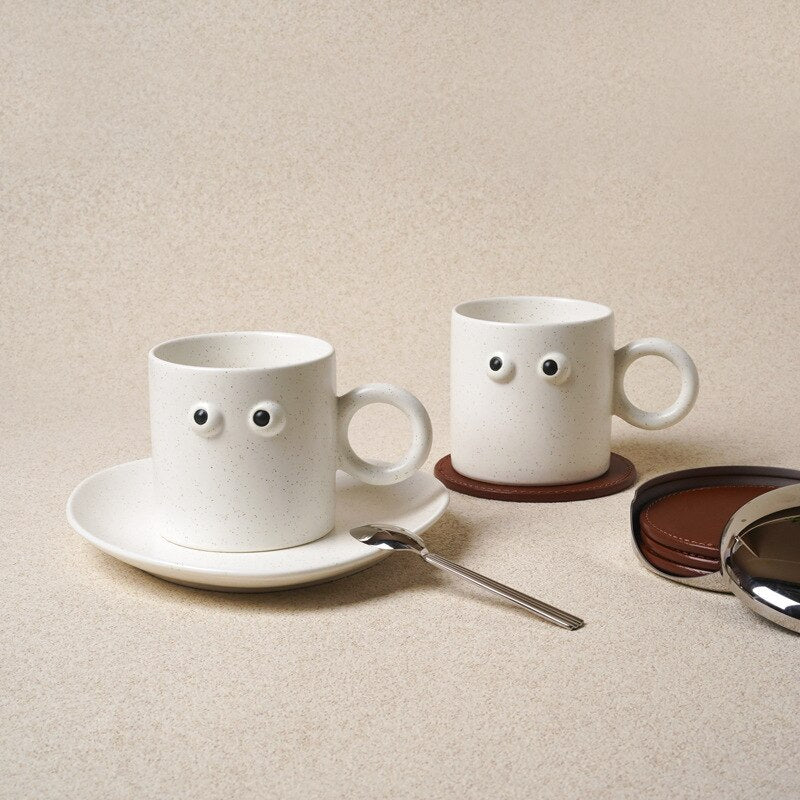 Big Eye Ceramic Mug and saucer 