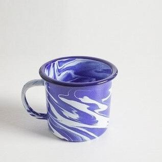 Blue Ink Splatter Enamelware cup