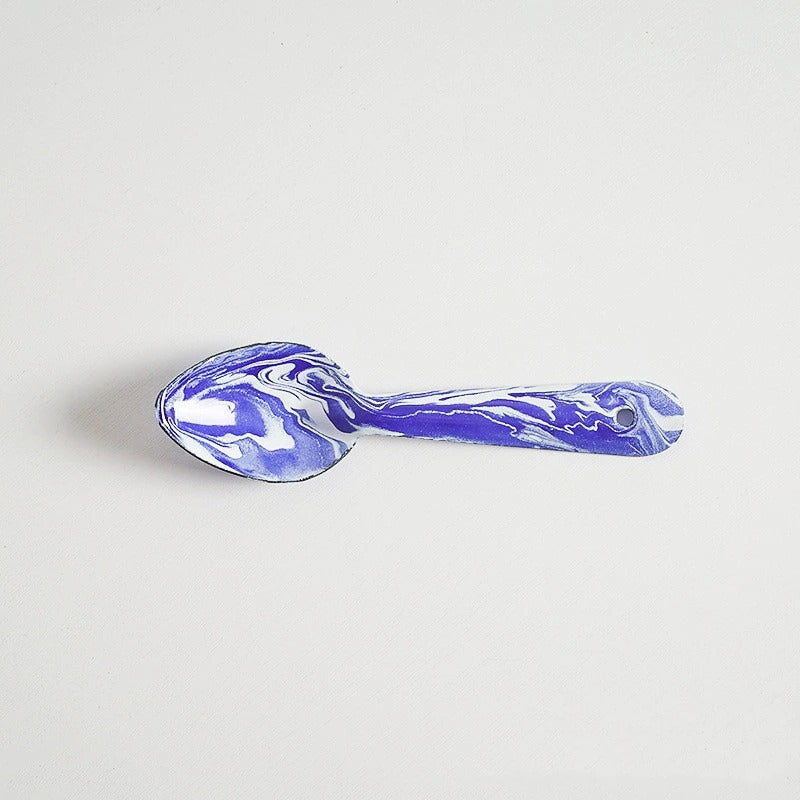 Blue Ink Splatter Enamelware spoon