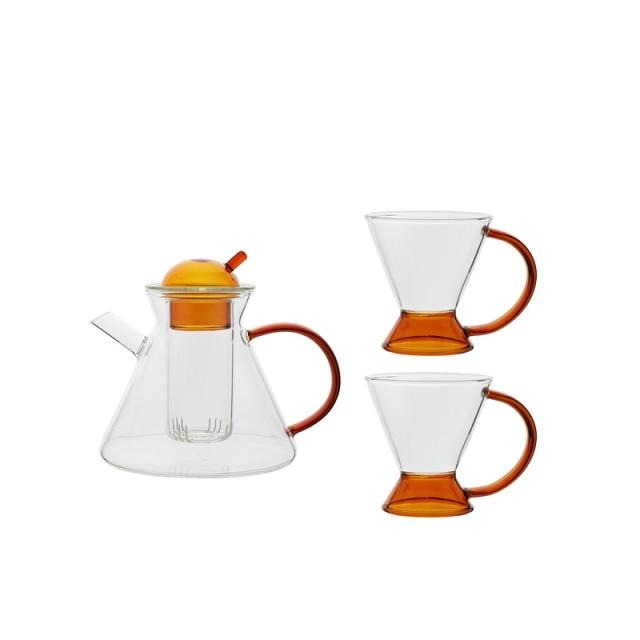 Borosilicate Glass - Glass Cups & Teapot 
